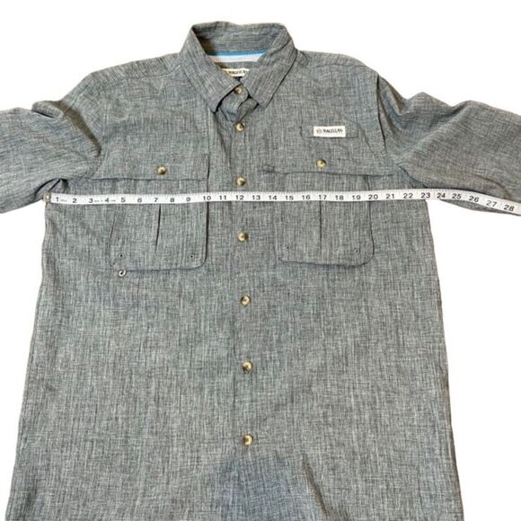 MAGELLAN Outdoors Men's Fish Gear Angler Fit Long Sleeved Vented Shirt Size Med - Picture 2 of 10